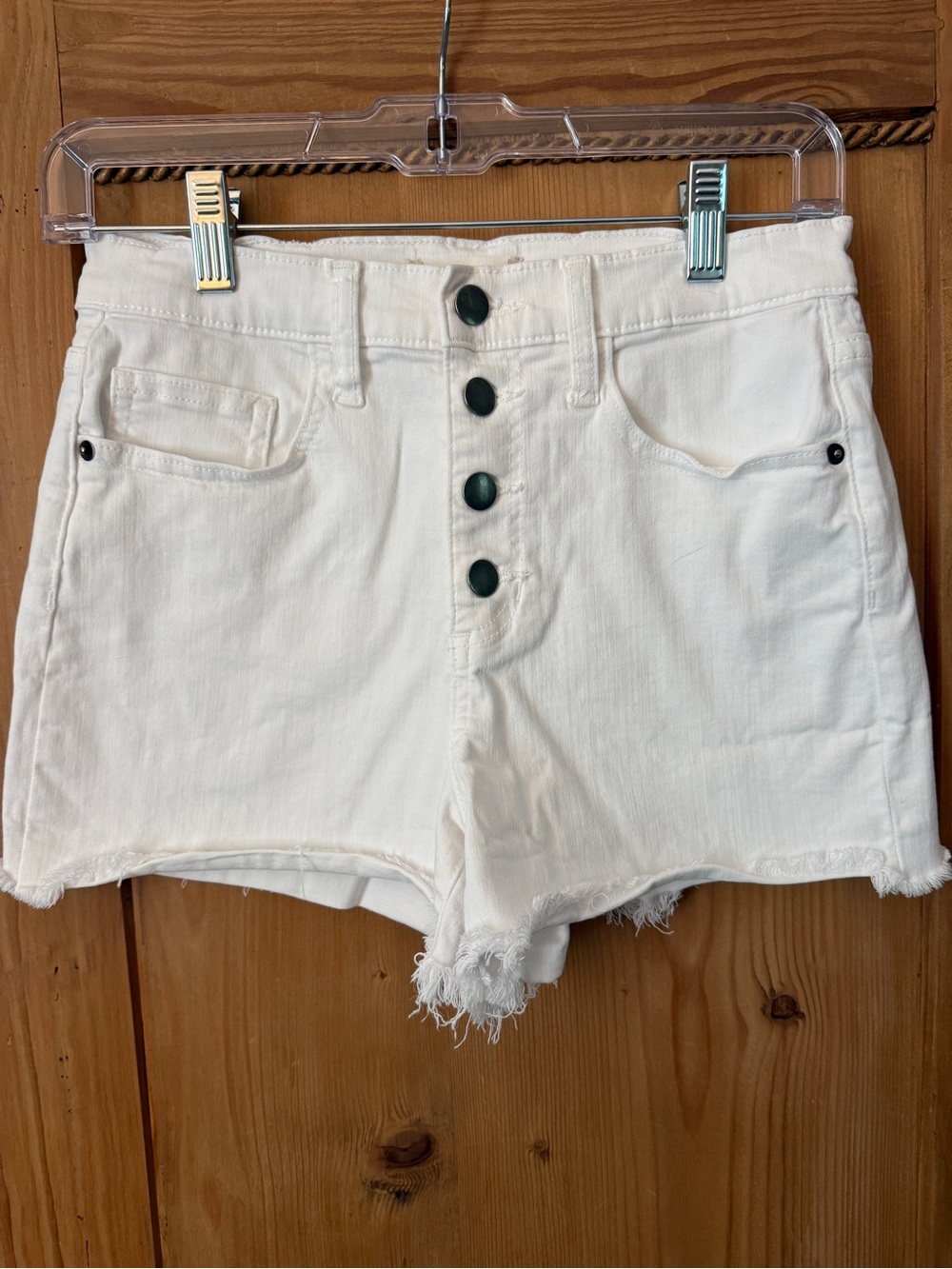 Altar'd State White High-Rise Button-Fly Denim Shorts